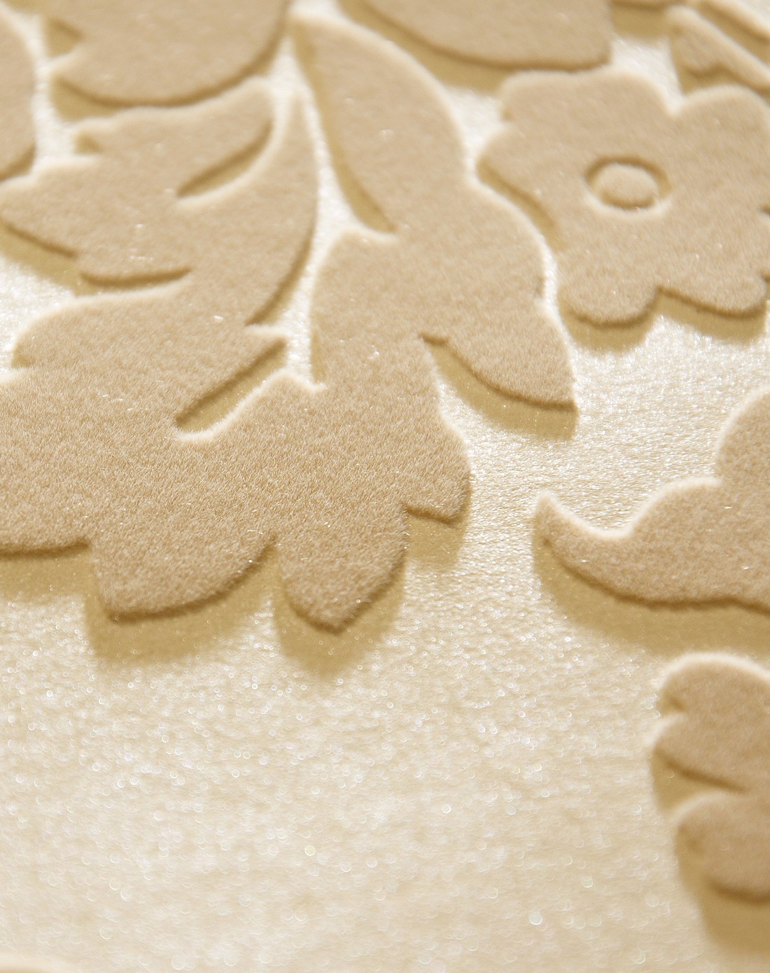 米黄色欧式3d立体进口天鹅绒壁纸