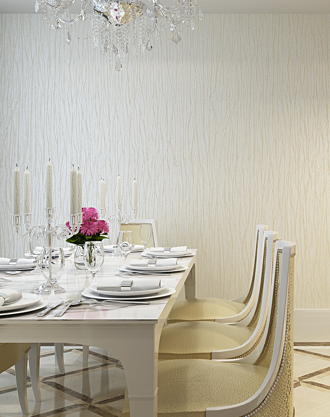 米白色现代简约交叉条纹无纺布壁纸