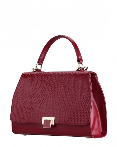 浅枣红摩登立体编织纹牛皮手提/斜挎包