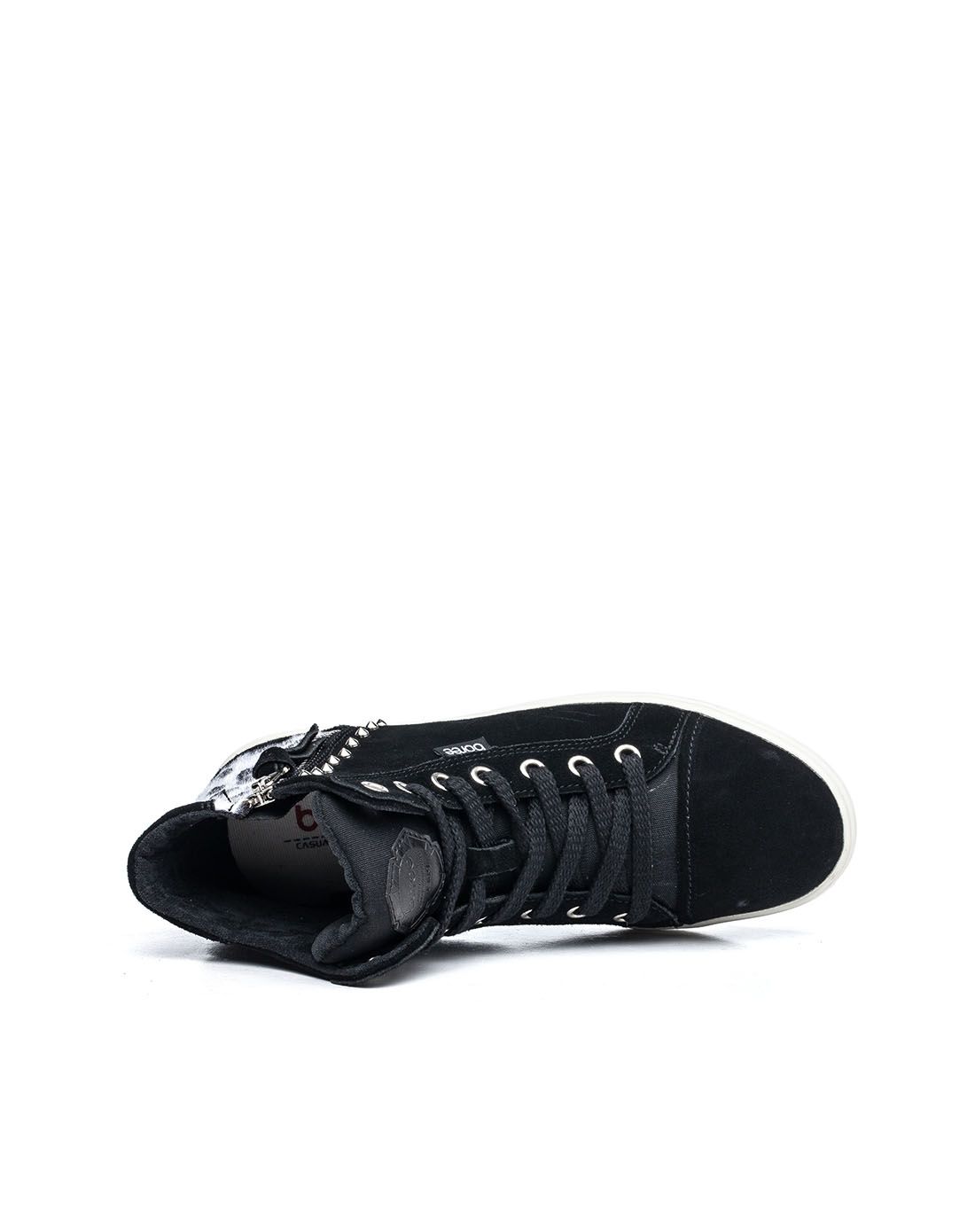 宝人boree专柜同步女款黑色牛皮马毛侧拉链休闲鞋brw80710101_唯品会