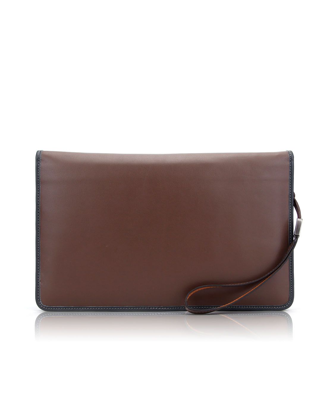 男牛皮经典手拿夹包啡色