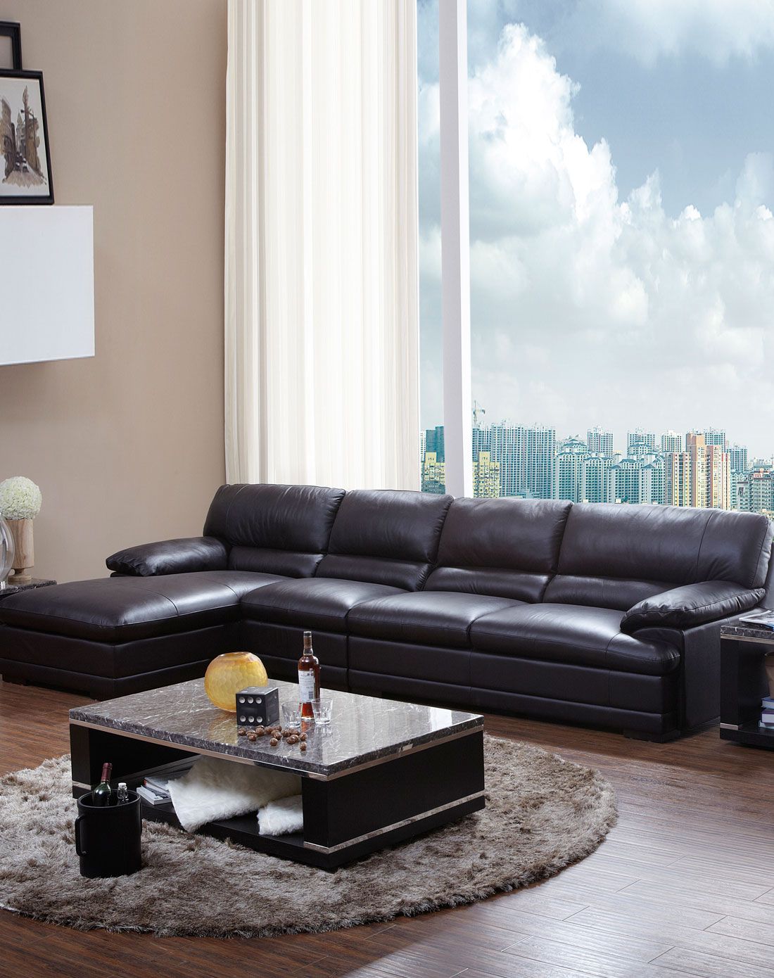 高端奢华皮艺沙发三人位 贵妃位 单人位