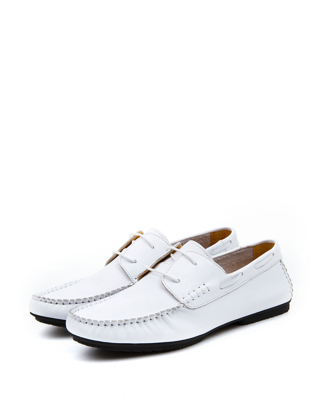 男士白色舒适系带牛皮鞋