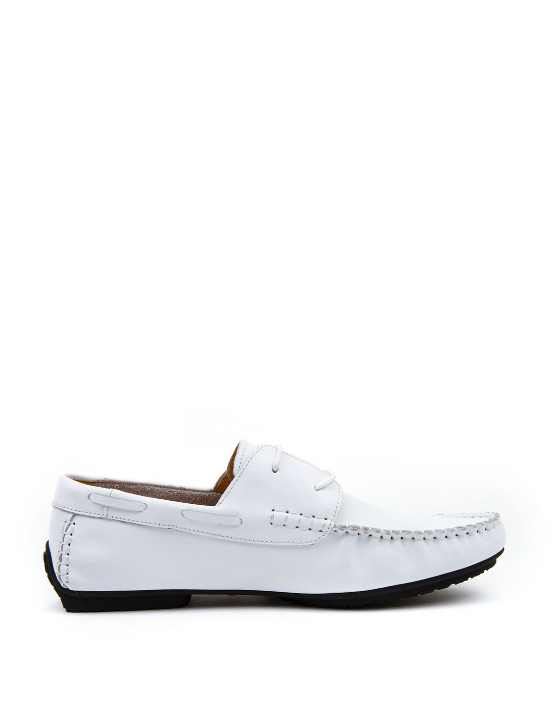 男士白色舒适系带牛皮鞋