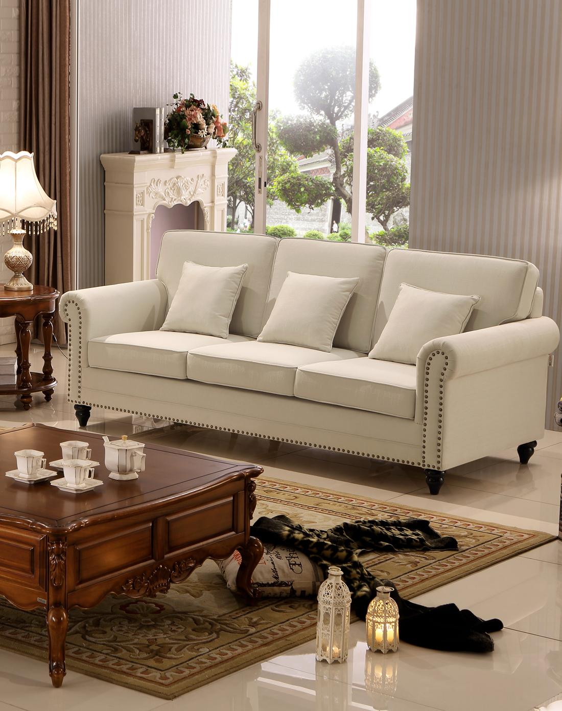 美式乡村沙发 可洗拆布沙发 双扶手单人位 双扶手三人位