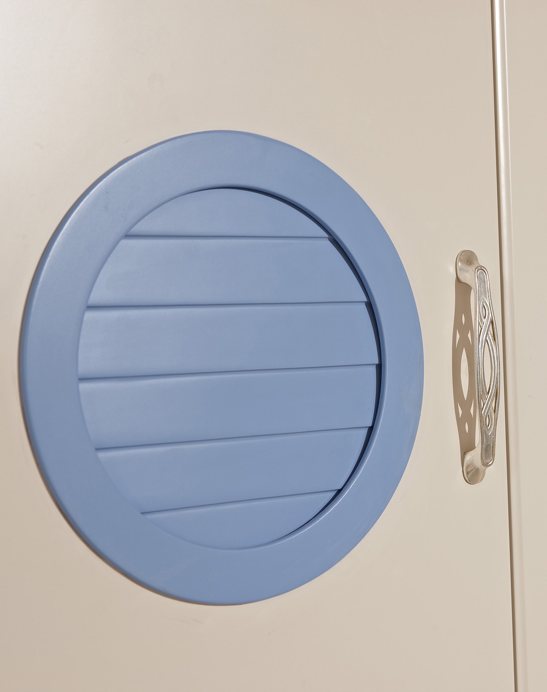 三门蓝色海盗船进口水曲柳地中海儿童衣柜