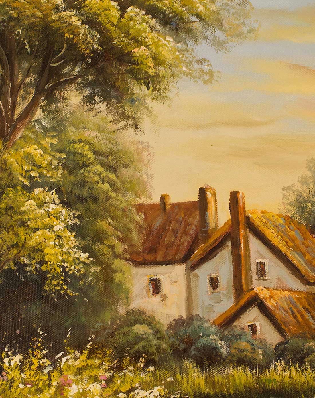 柠檬树家居装饰专场典雅纯手绘精品风景油画 浣溪yh-k5-1488_唯品会