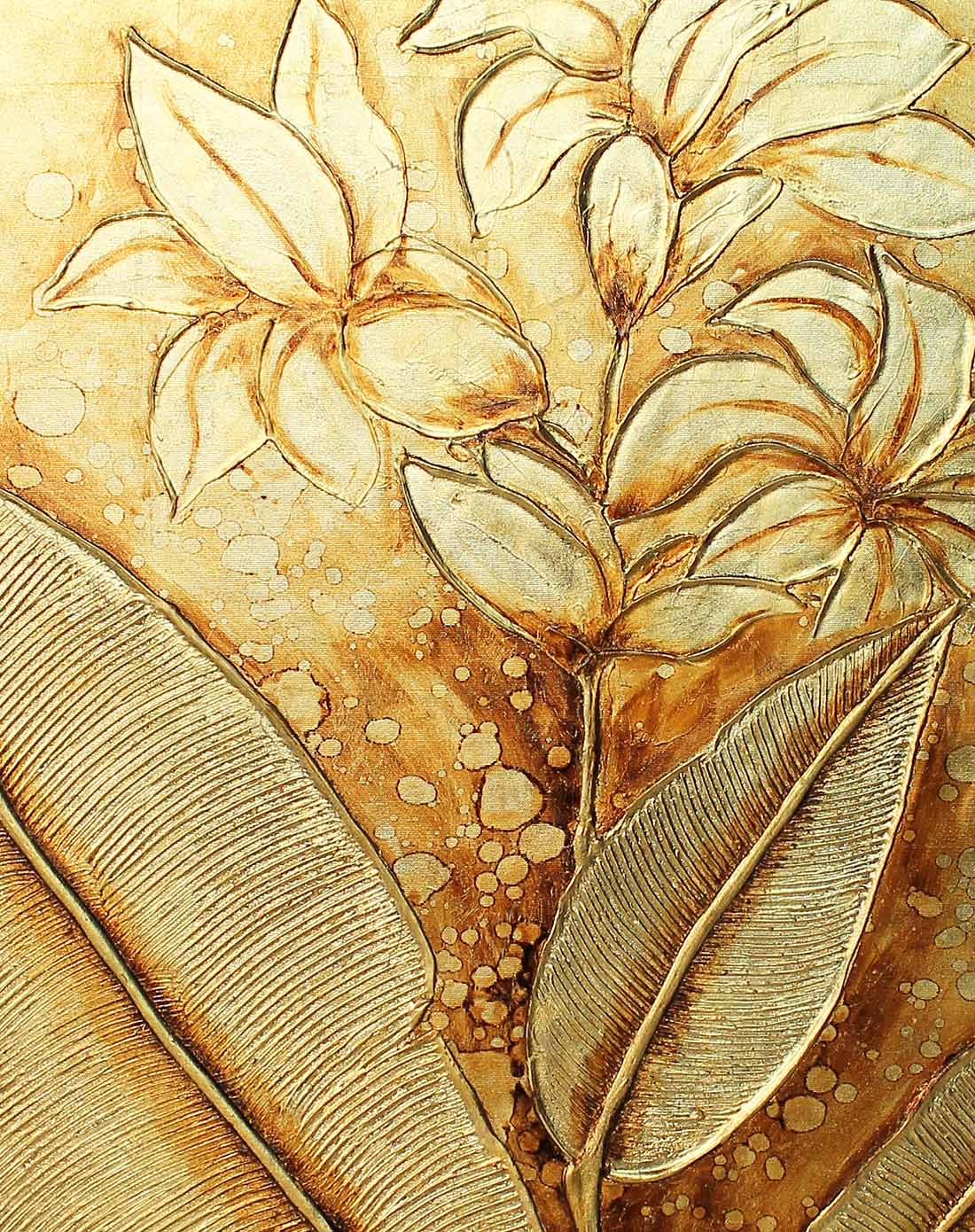 纯手绘高端东南亚泰式金箔画 芭蕉叶