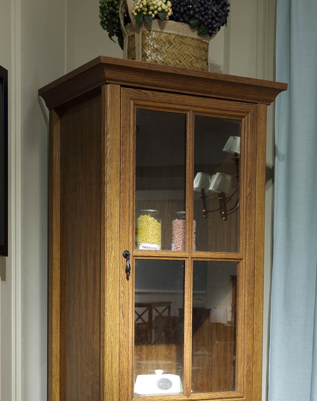 美式乡村休闲实木 客厅组合系列 单门高柜