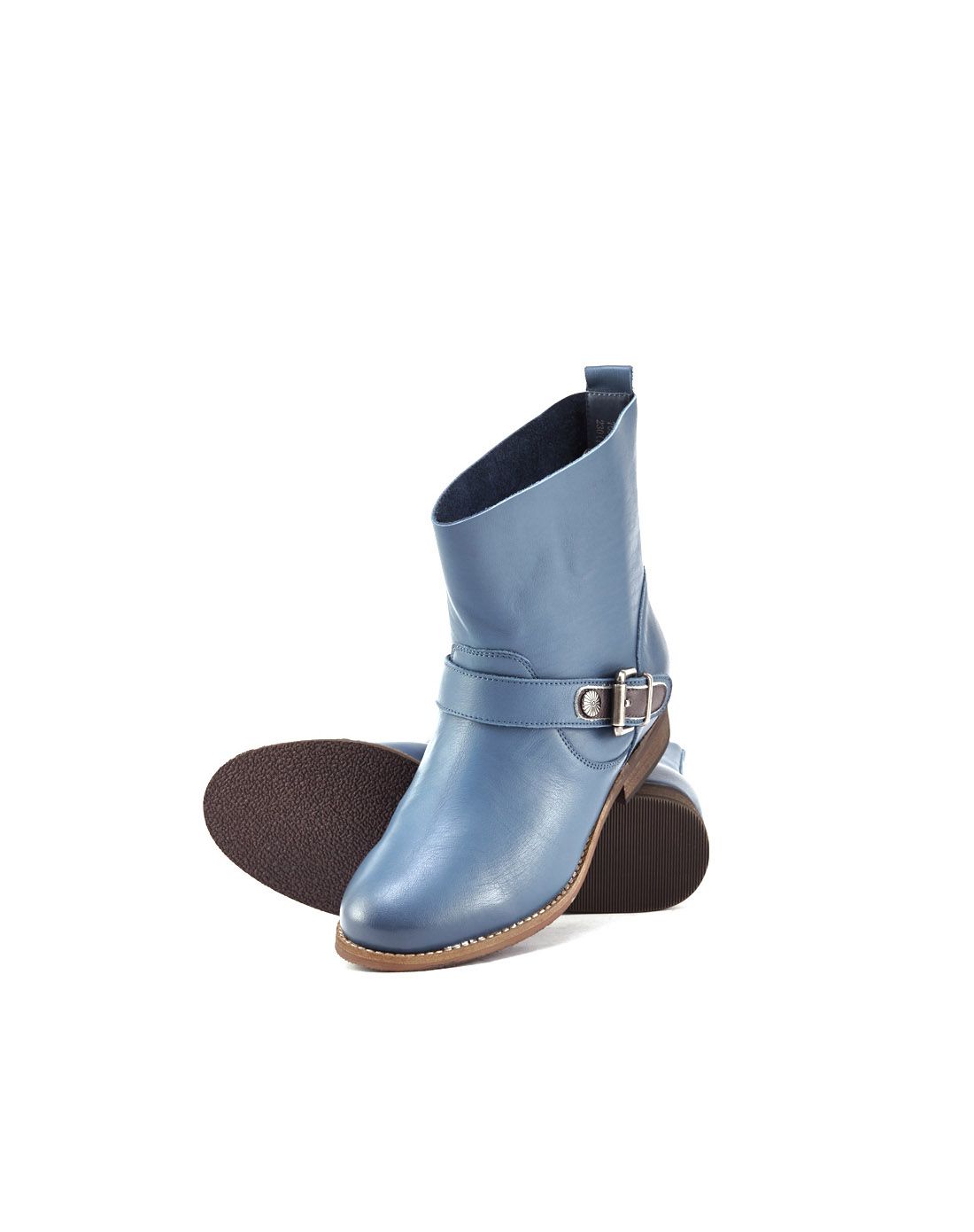 couber.g蓝色水染牛皮舒适女休闲靴