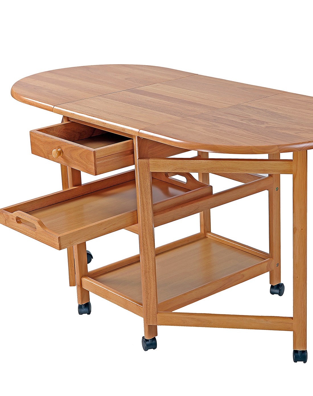 全实木可移动折叠餐桌 原木色