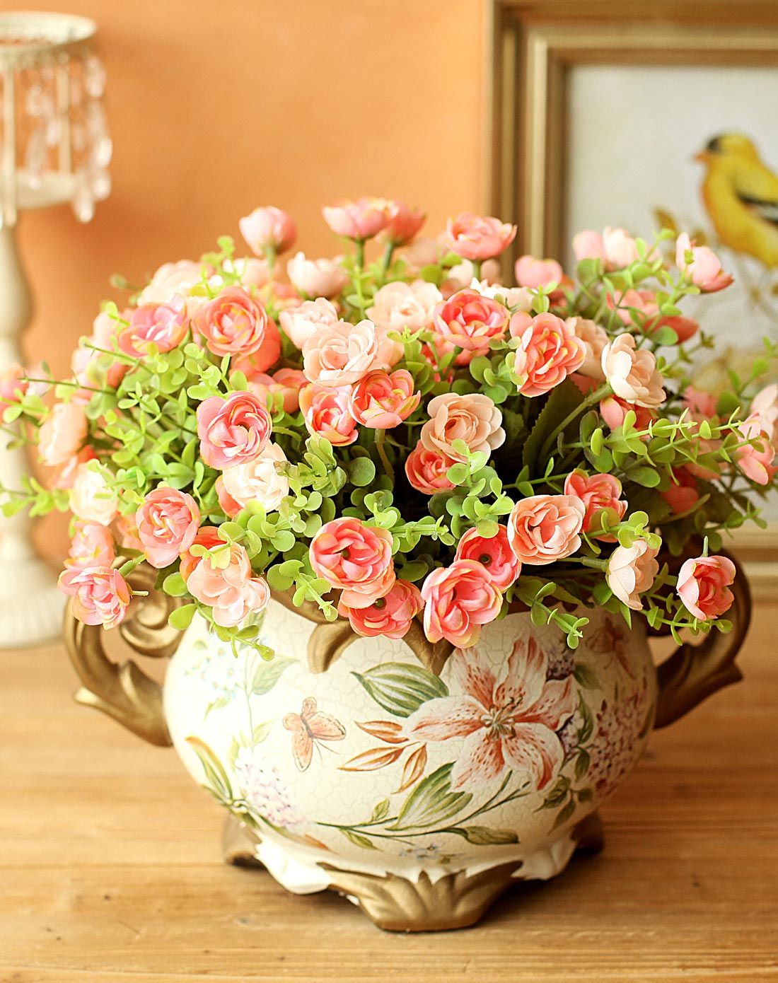 6束茶玫配欧式花瓶