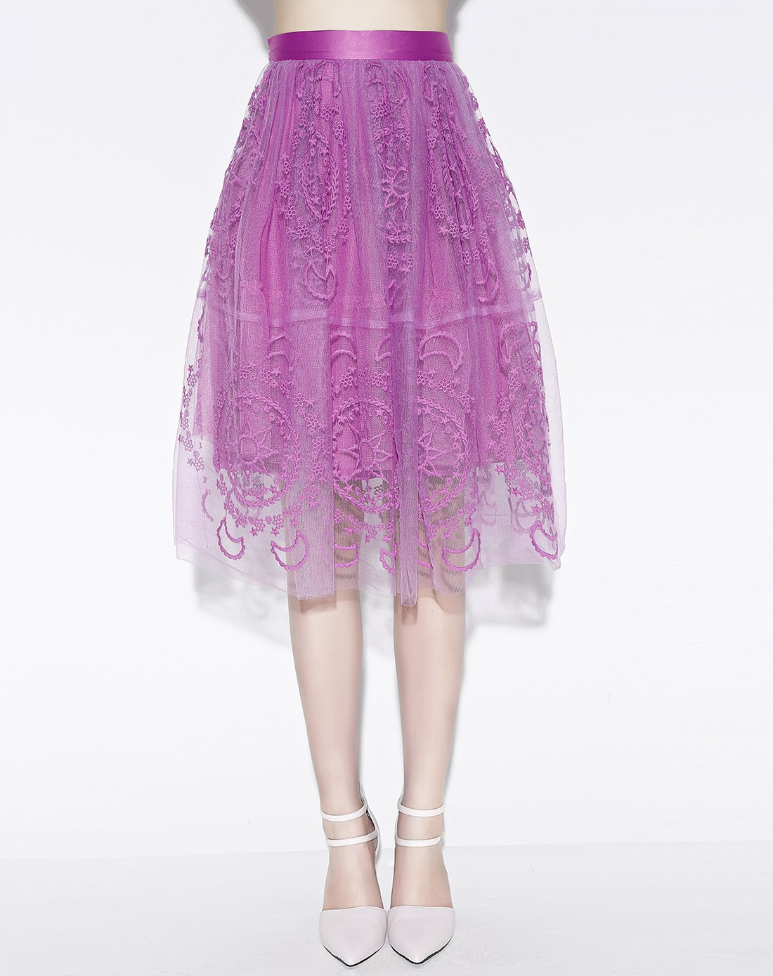 浪漫一身门店专供新品紫色甜美蕾丝半身裙85217710900_唯品会