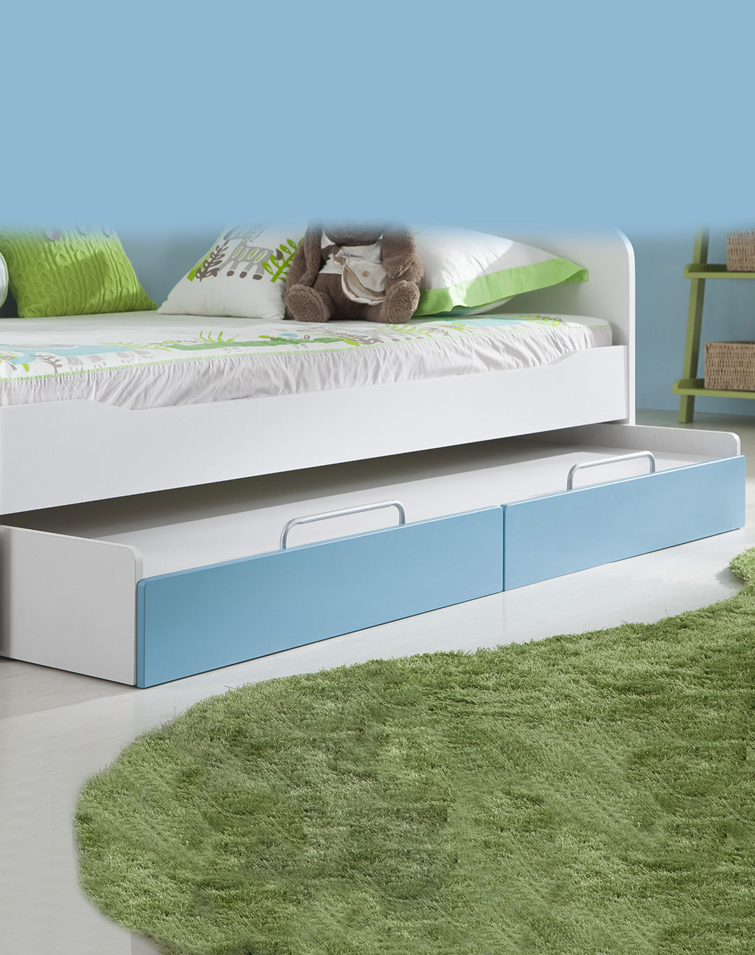 多喜爱儿童家具 通用天蓝色小拖床