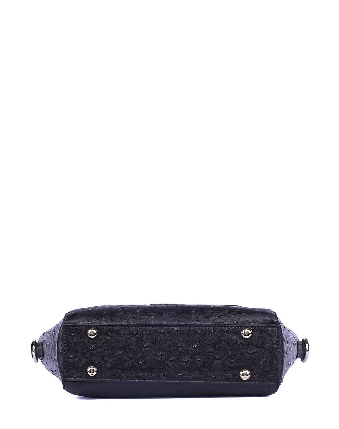 黑色鸵鸟纹优质牛皮单肩女包