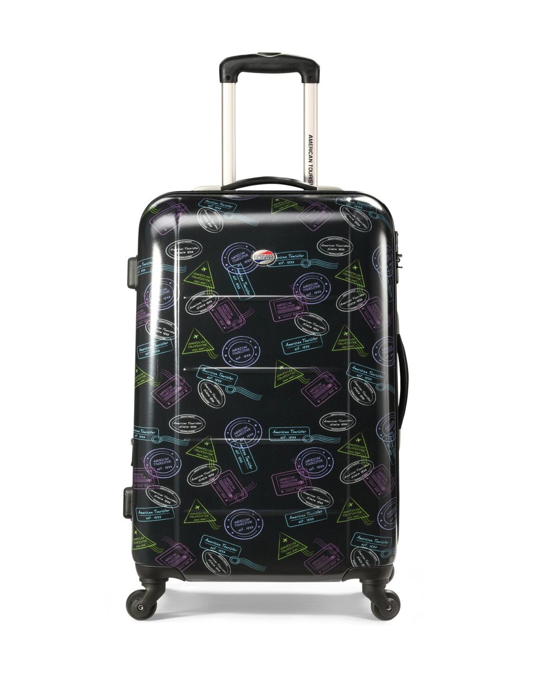 美旅邮戳印花24寸黑色拉杆箱