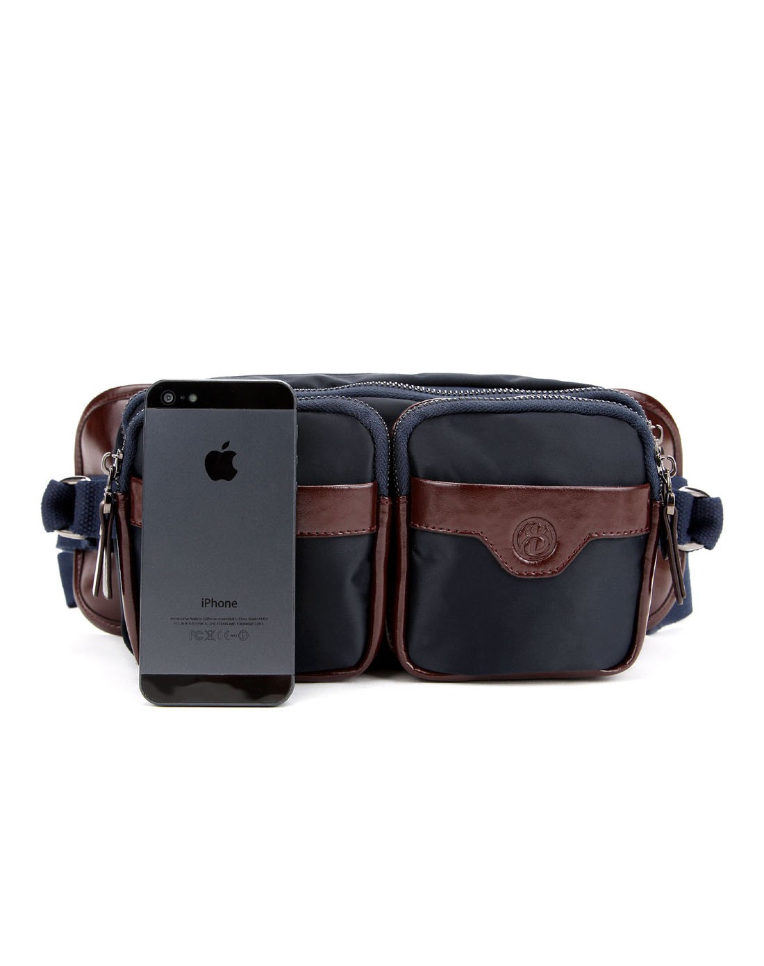 男宝蓝轻奢进口防水布多功能腰包