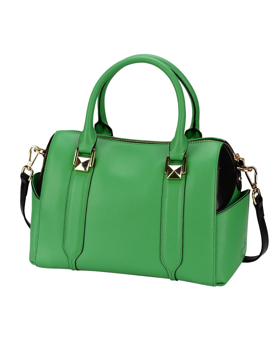 女款绿色中号平纹牛皮手提单肩包