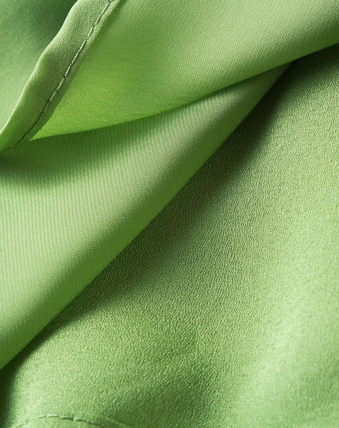 白绿色短袖圆领透视收腰连衣裙