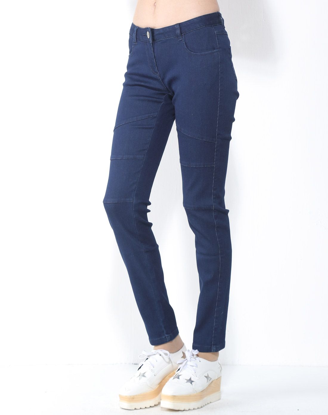 牛仔蓝/修身牛仔打底裤