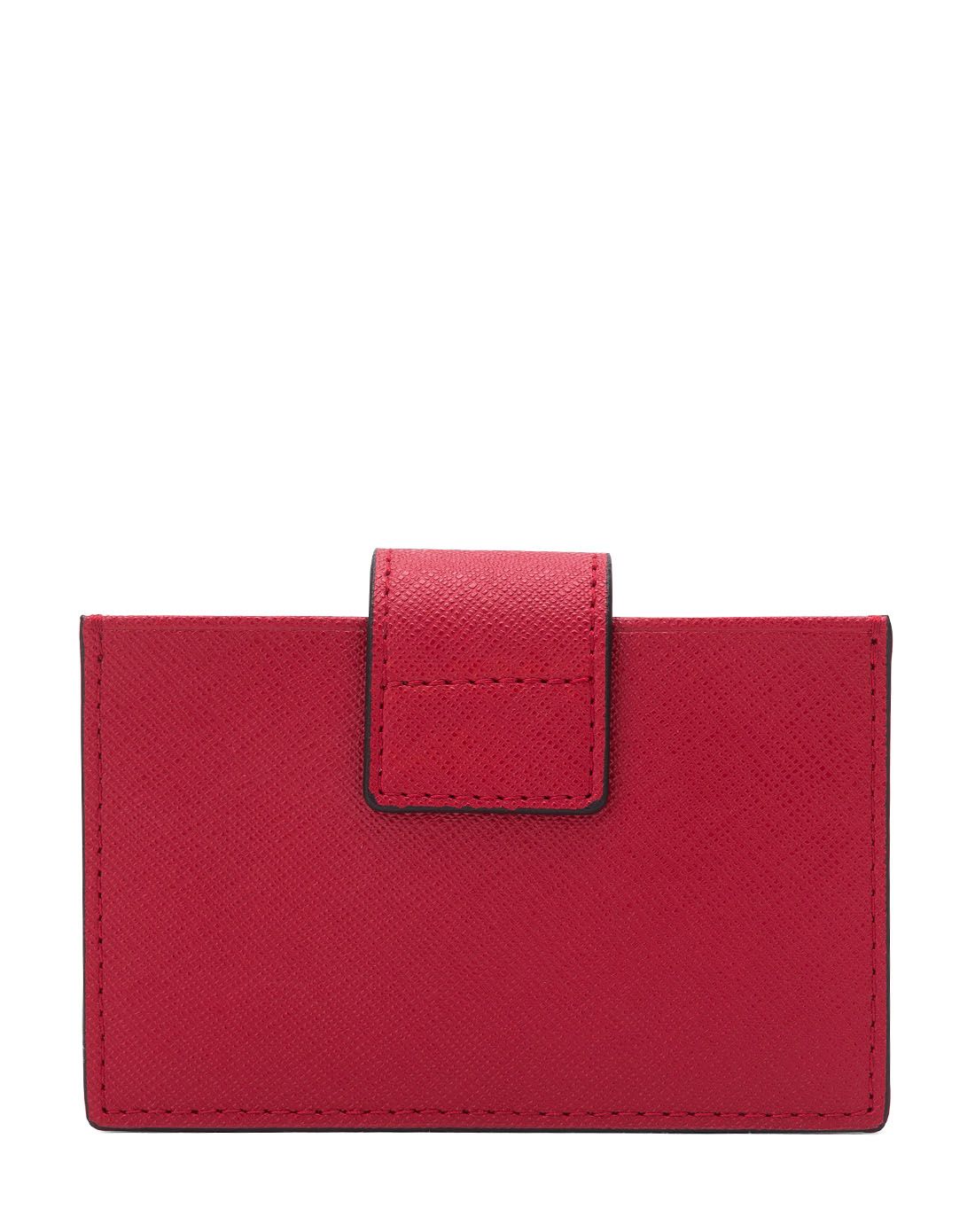 女款枣红色2015新品超薄搭扣卡片包