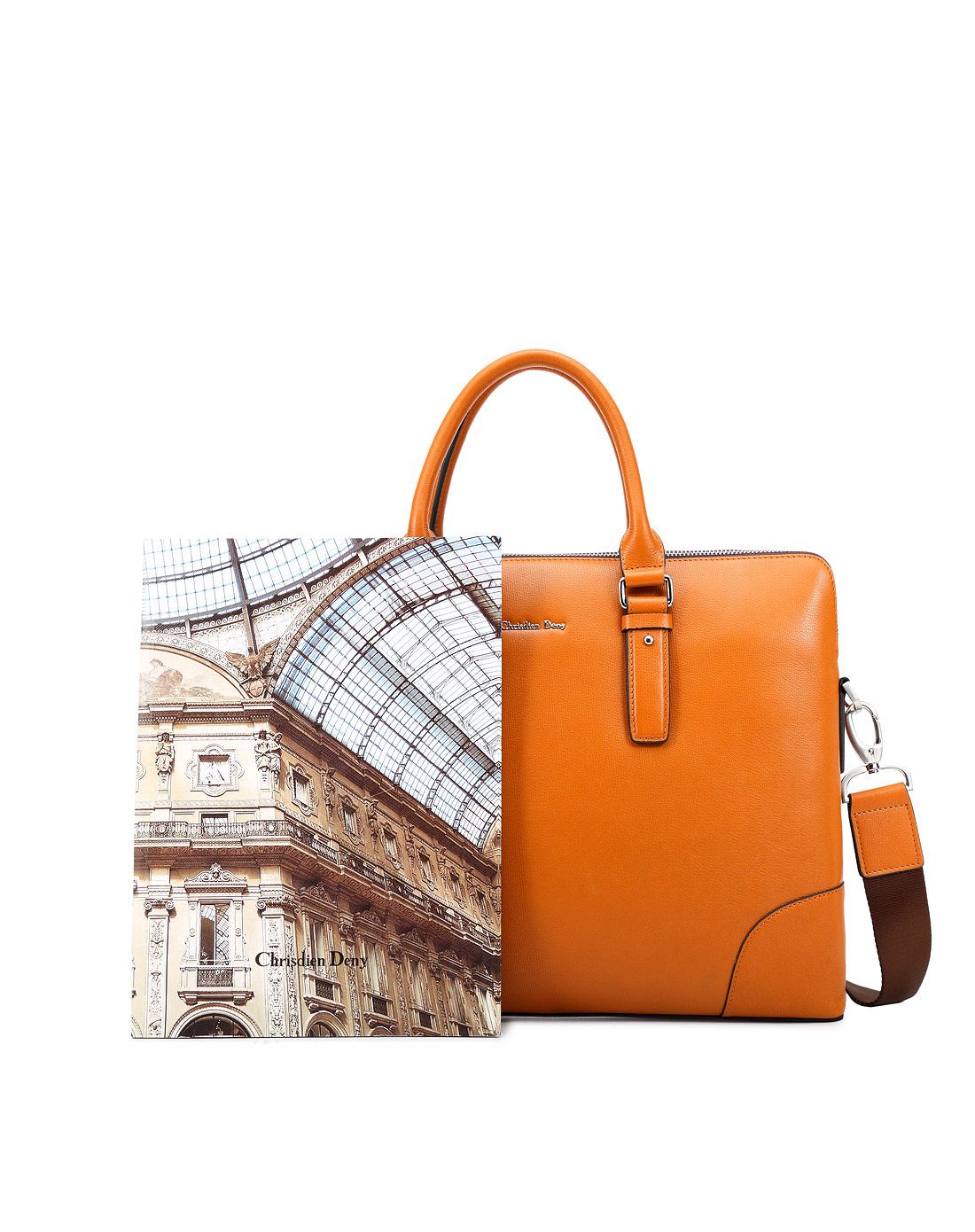 克雷斯丹尼chrisdien deny皮具专场男式黄色牛皮革手提公文包cd012