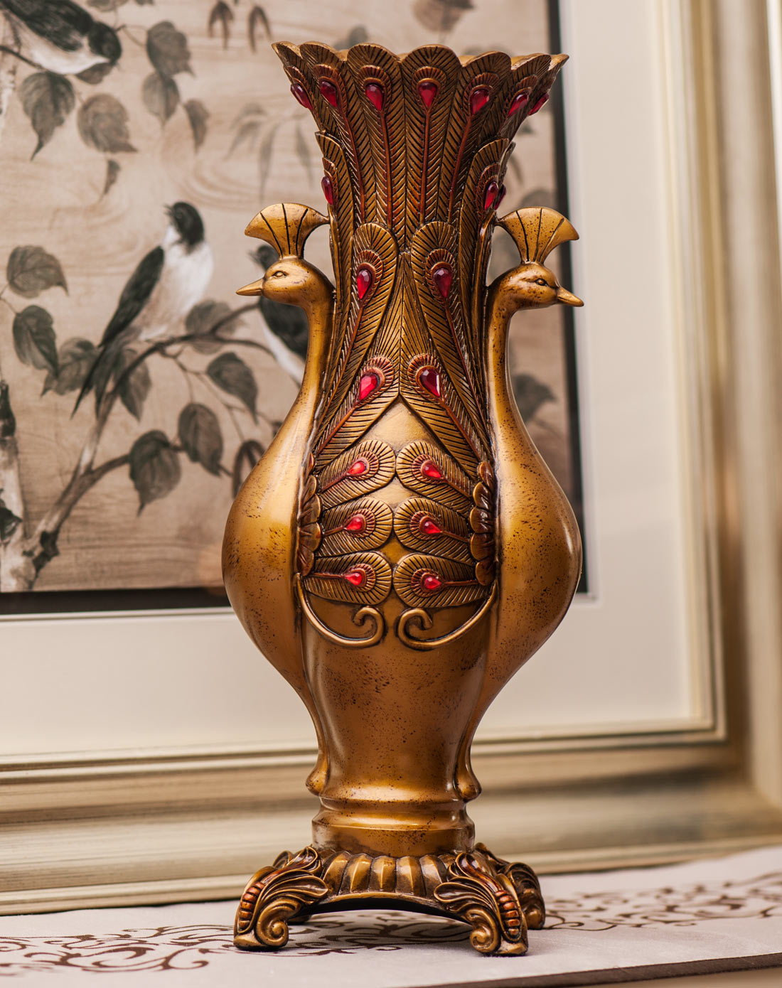 东南亚风格孔雀花瓶摆件