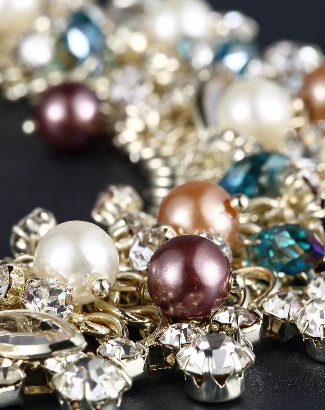 华美彩珠水晶宽项链