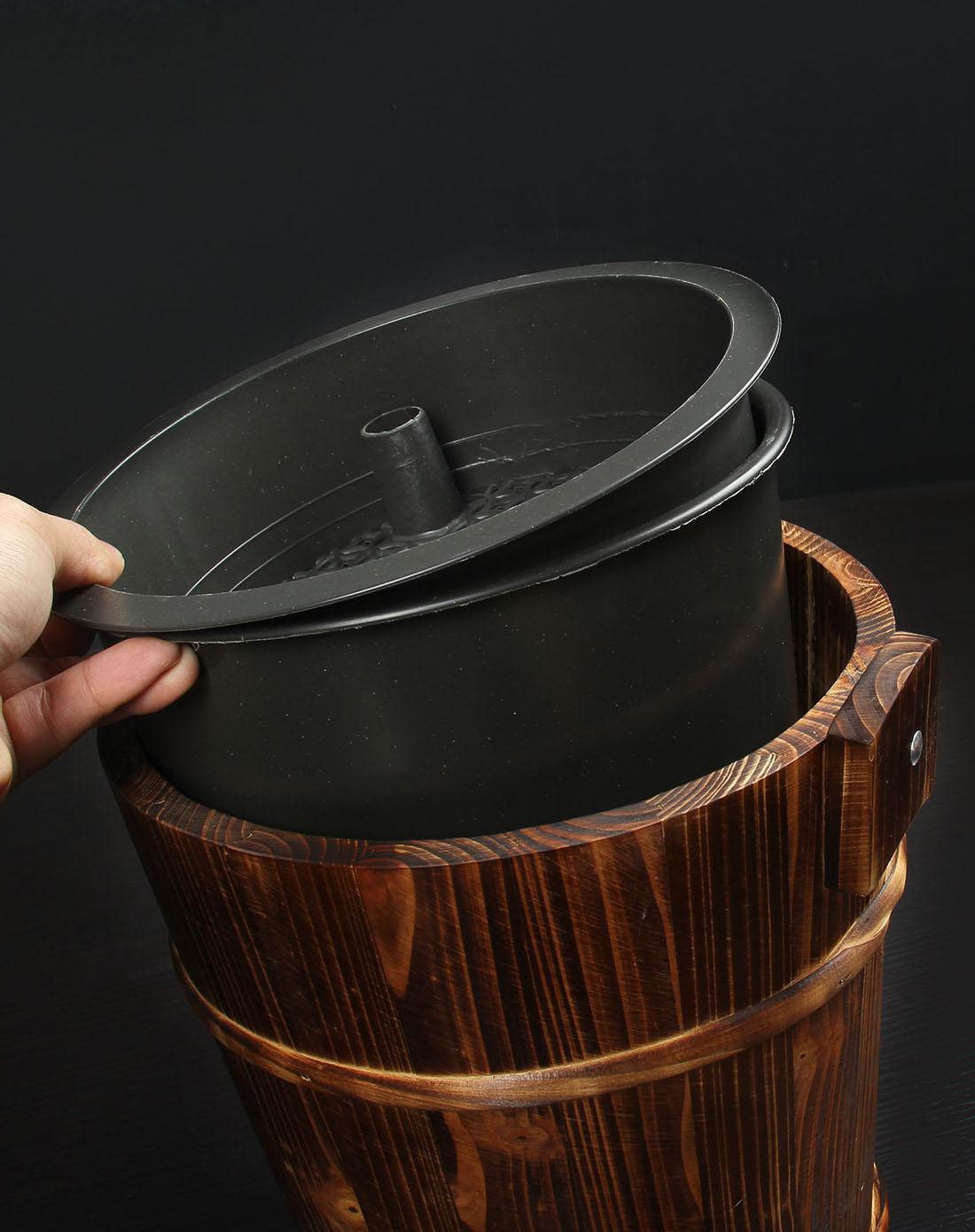 碳化木茶渣桶 茶水桶杂物桶 复古排水桶