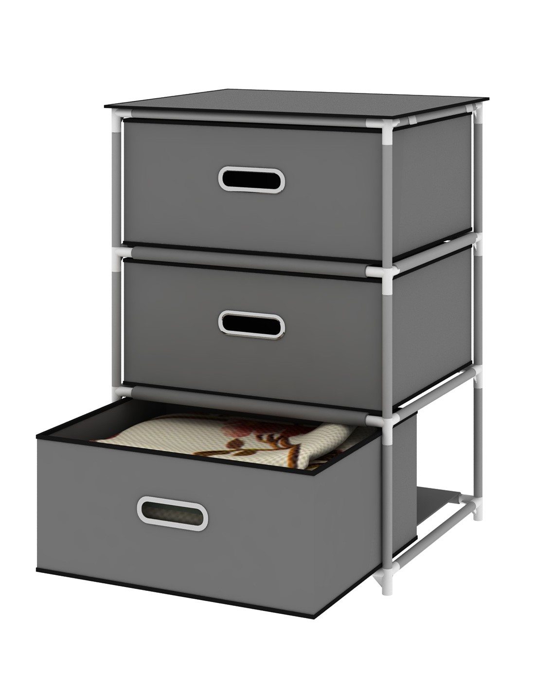 简易宜家三层抽屉柜银灰色