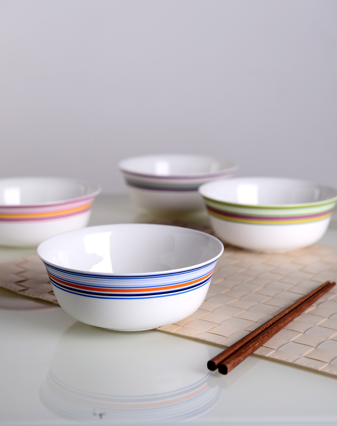 亿嘉ijarl家居彩条缤纷 6寸面碗 混色4只装f124mww_唯品会