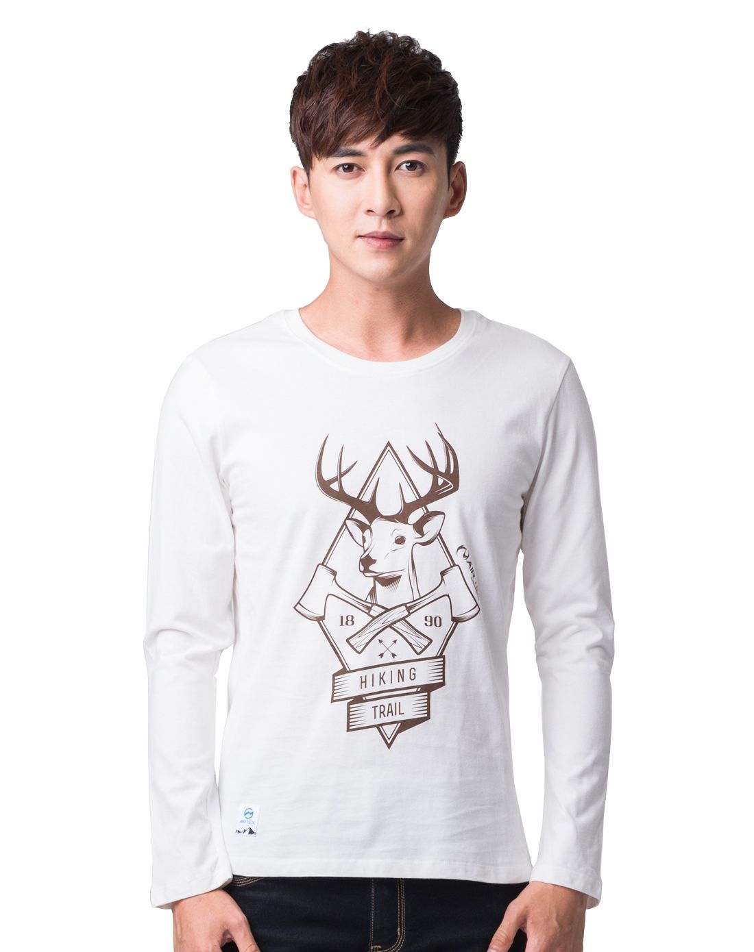 英国亚特air tex户外男女男式白色/花样e长袖圆领舒适t恤at1a17mt