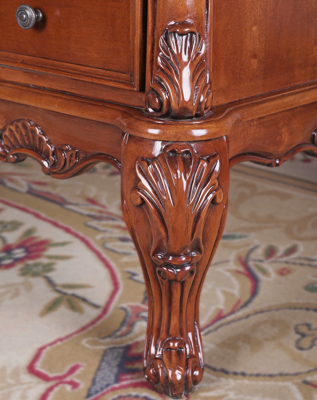 美式复古实木雕花实用书桌