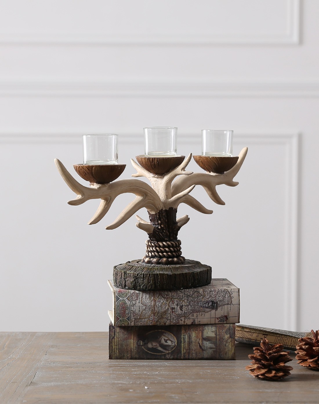 柯契尔德动物鹿角烛台摆件
