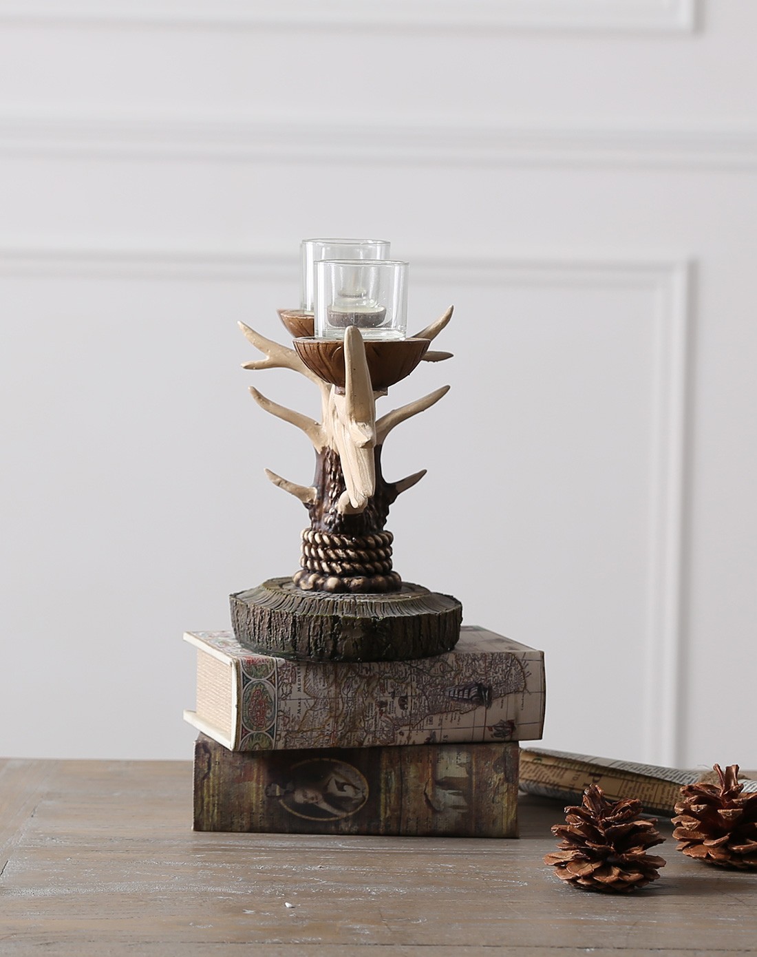 柯契尔德动物鹿角烛台摆件