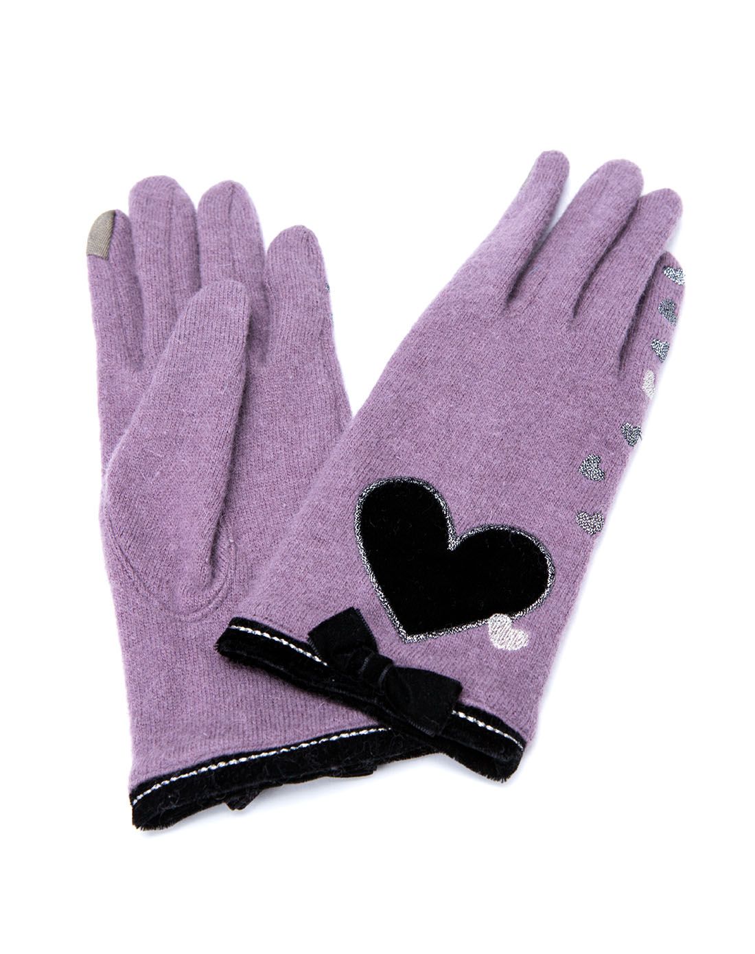 紫色心形时尚保暖手套