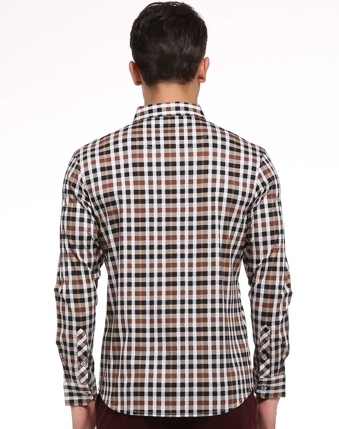 全棉成熟魅力方格子休闲长袖衬衫