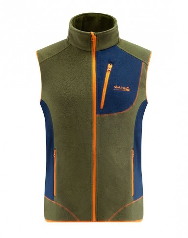 撞色拼接 男款橄榄绿/藏青抓绒衣马甲