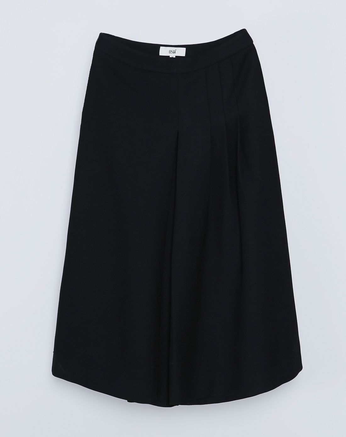 黑色时尚顺褶阔腿九分裤