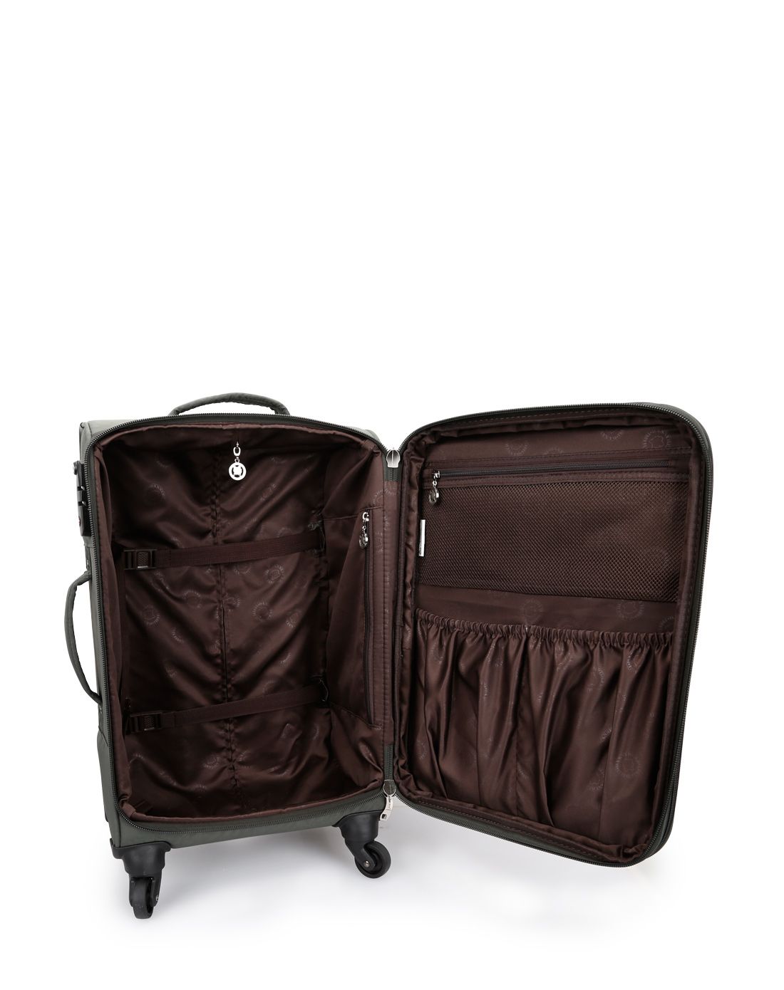 女款墨绿纯色洗水布拉杆箱