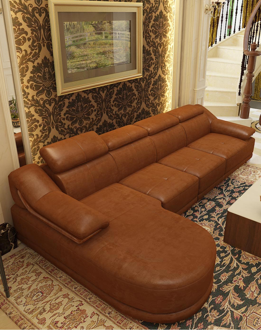 红木扶手圆贵妃真皮沙发1 2 左贵