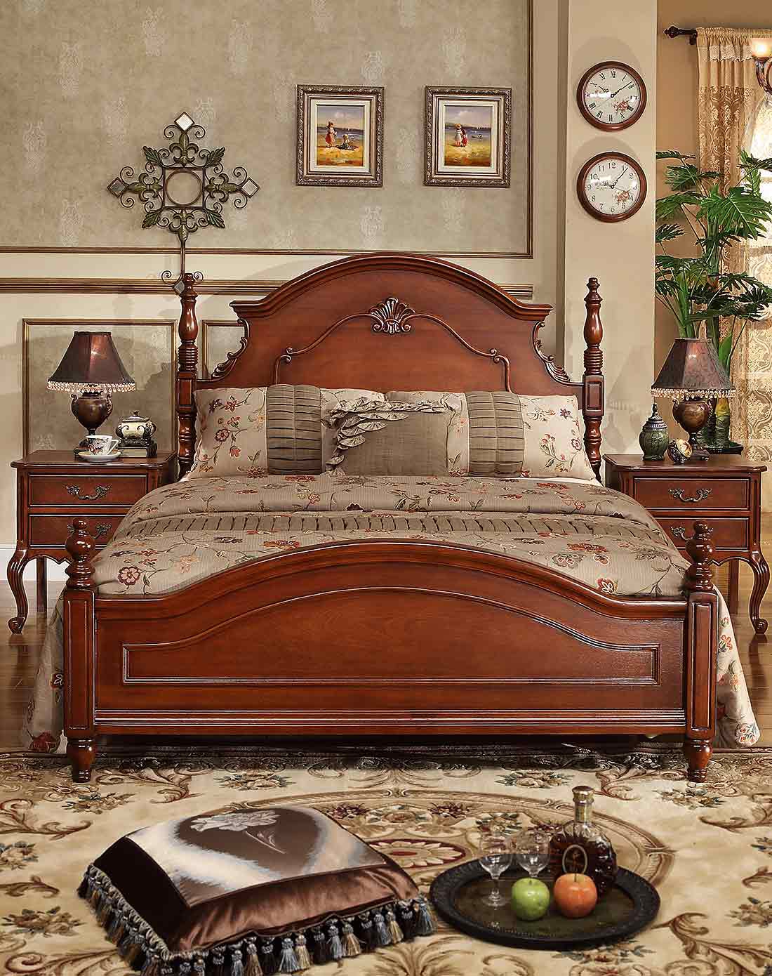 美式实木床 双人床1.5米