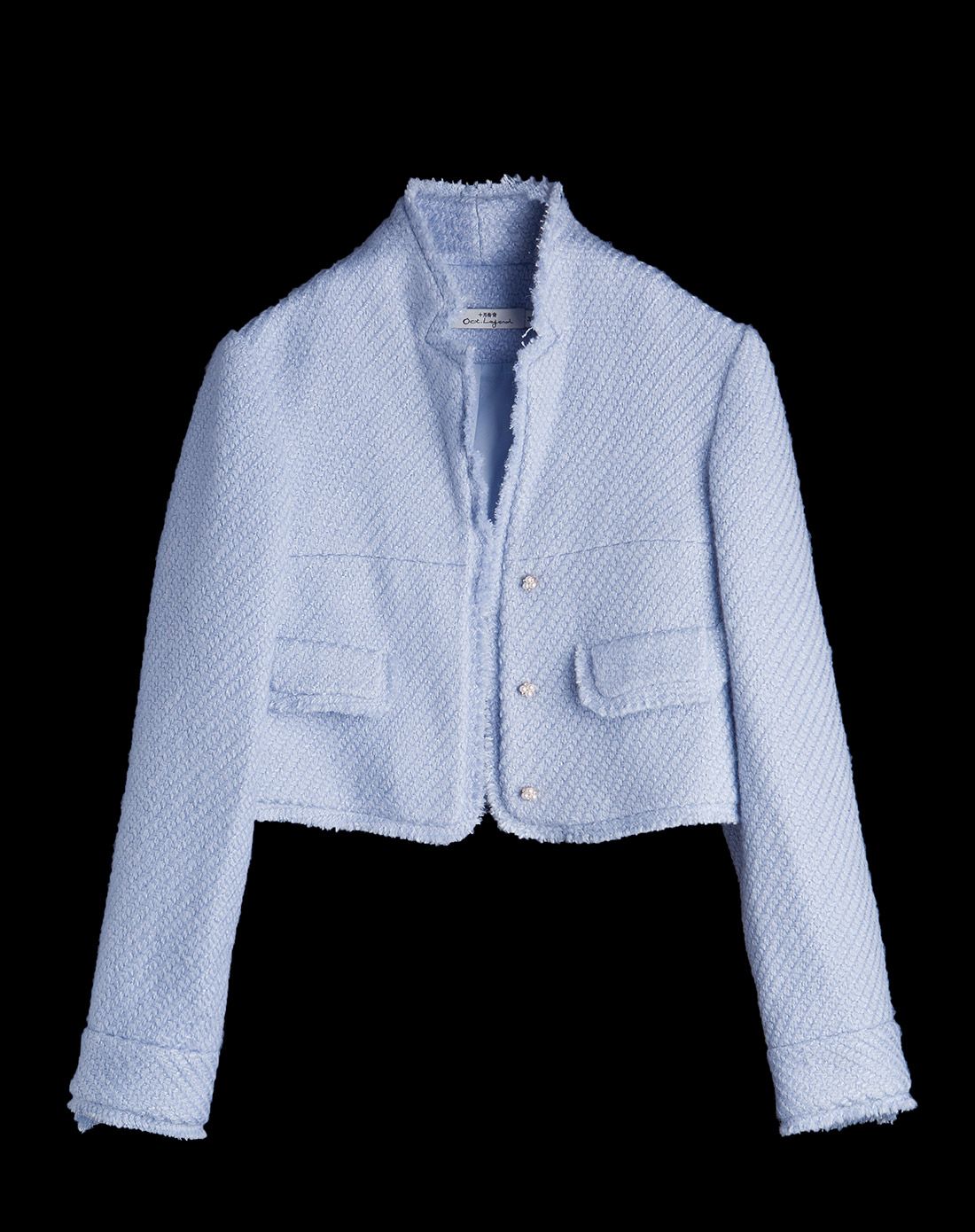 兰色羊毛混纺立翻领香风小外套