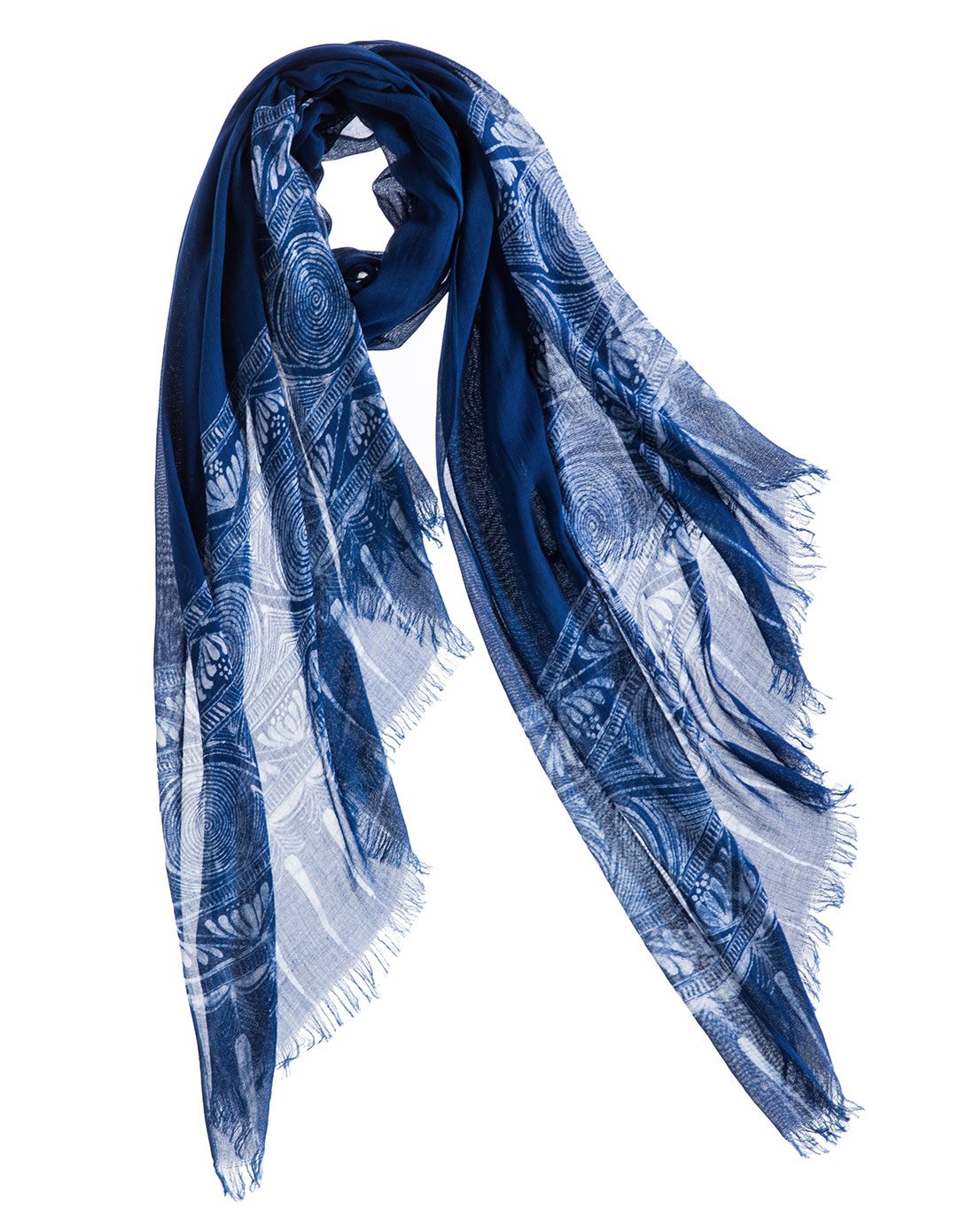 藏蓝色复古文艺长款围巾