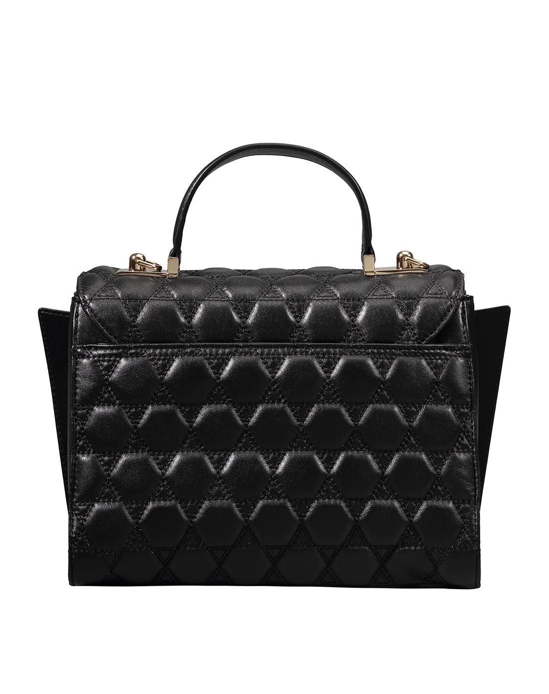 专柜同步 黑色铆钉几何图案包包