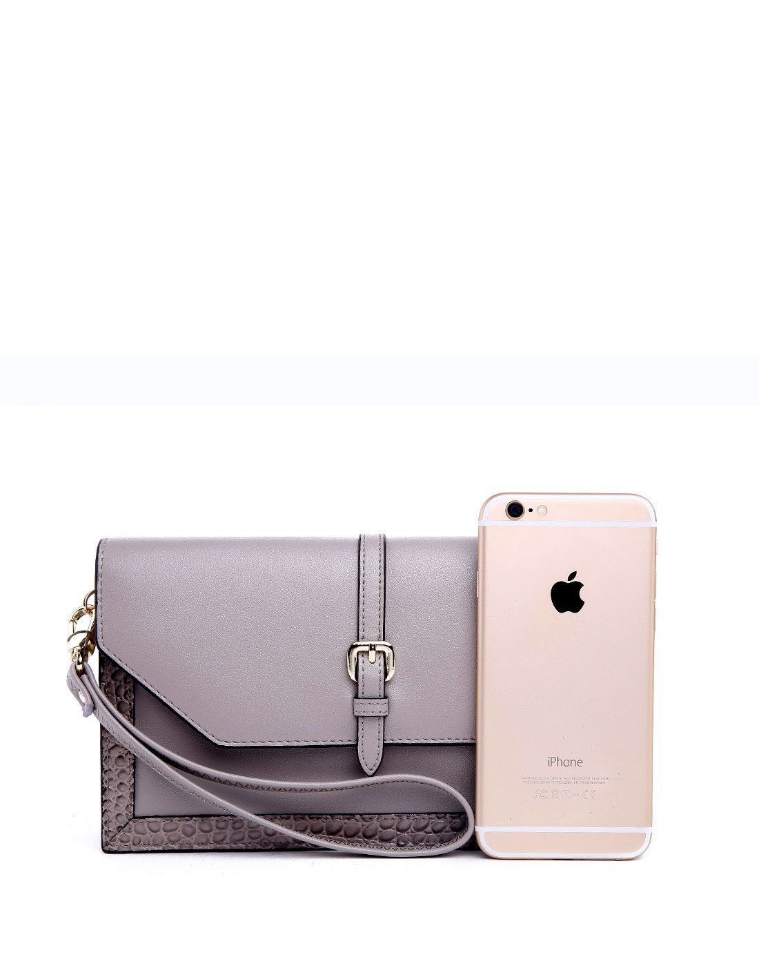 女款灰色时尚牛皮手拿包