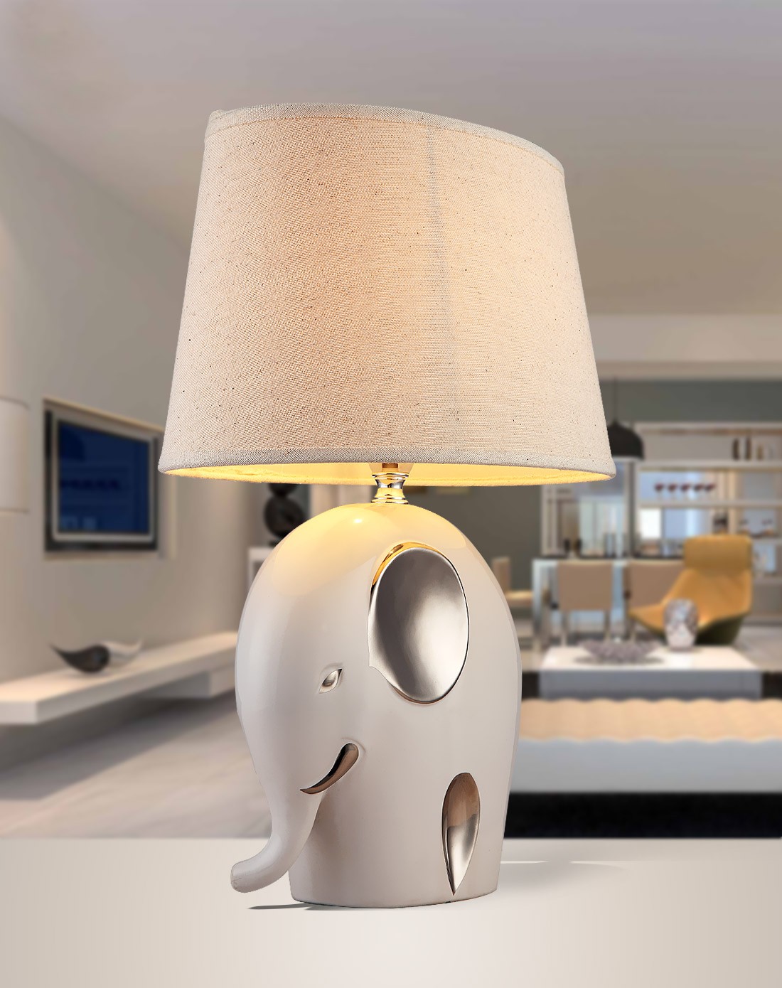 大象陶瓷布艺台台灯(无光源)
