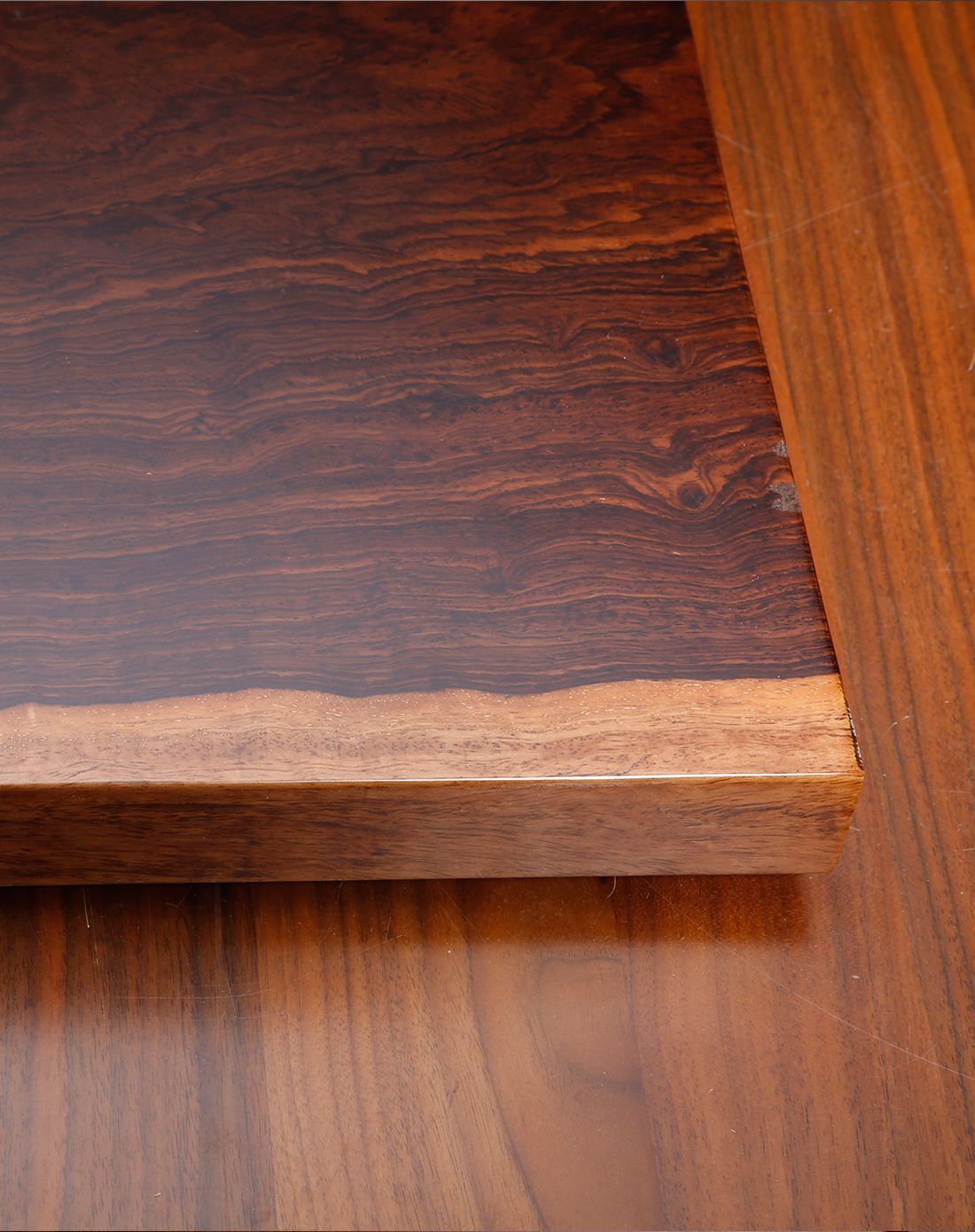 束氏风车木(俗称黑檀木)月牙型茶盘80*42*5cm