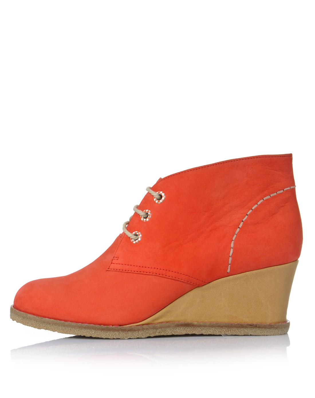 浅橙红色牛正绒矮靴