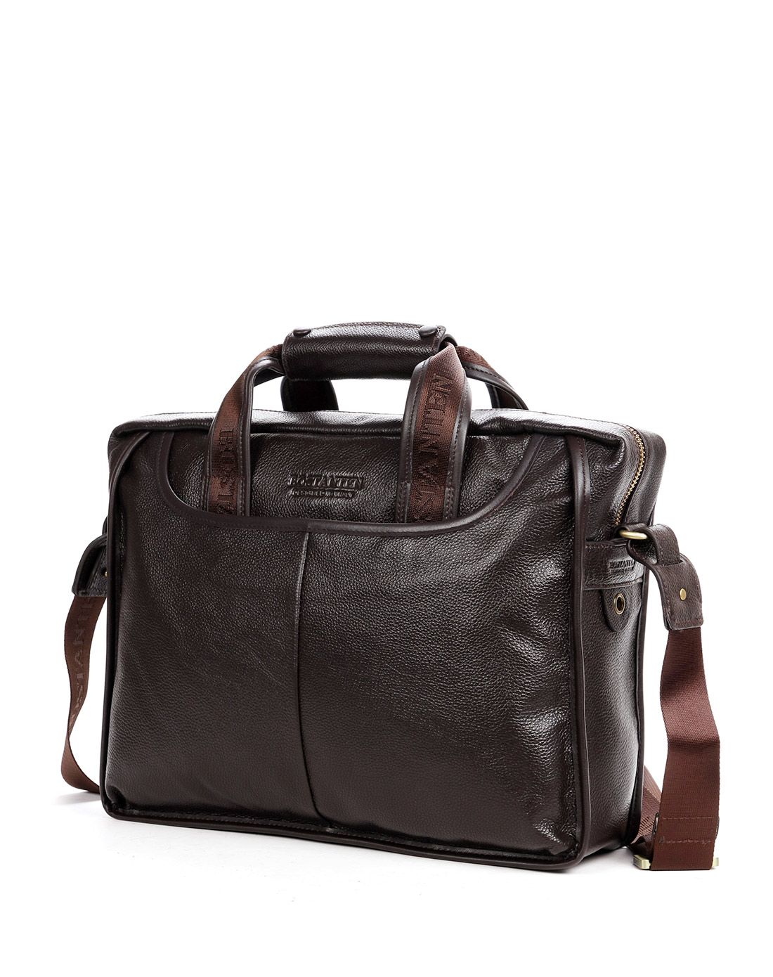 波斯丹顿bostanten男女包男士啡色头层牛皮经典商务手提公文包v100